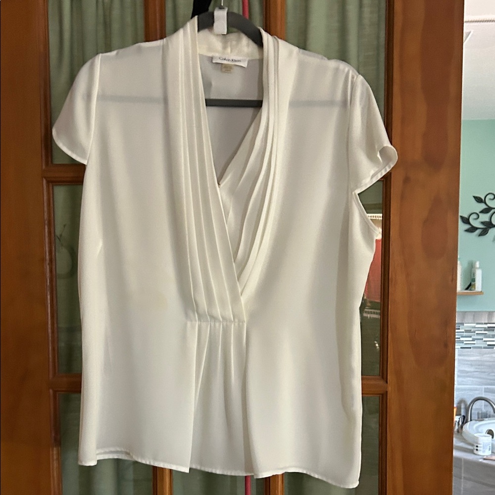 Calvin Klein Cream Cap Sleeve Blouse